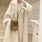 2026 Fashion Double-Sided Velvet Coat Women's Spring Summer Mid-Length Versatile Small Size Woolen Cloak Korean Style