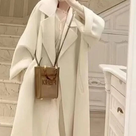 2026 Fashion Double-Sided Velvet Coat Women's Spring Summer Mid-Length Versatile Small Size Woolen Cloak Korean Style