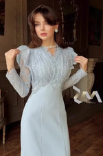 Dress For Women High Slim Bandage Waist Ruffles Hem Ladies Elegant Party Gown