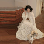 Dress High Neck Long Flare Sleeve A Line Floor Length Formal Wedding Evening Party Gowns