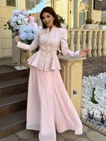line Long Skirt Waist Cinched