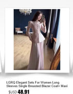 LGRQ French Chic Style Floral Collar Single Breasted Blazer Coat With Maxi Pleated Skirts Female Elegant Sets Trendy Clothing