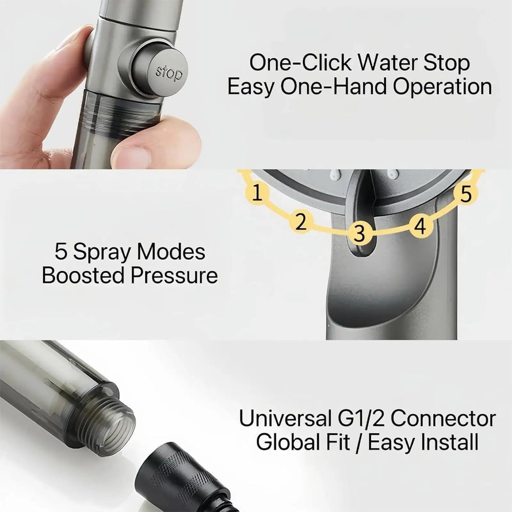 High Pressure Shower Head, 5 Modes with filter