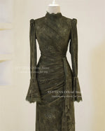 Dresses Mermaid Modest Long Sleeves Lace Prom Party Gowns Luxury Gala Robe De Soiree Femmes