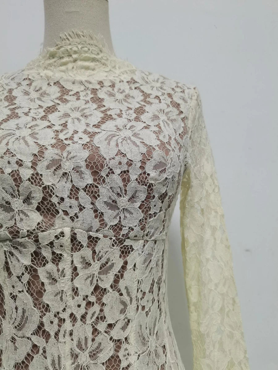 فساتين نسائية أنيقة بياقة وأكمام طويلة على الطراز الفرنسي للنساء لموضة صيفية