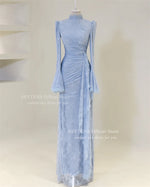 Dresses Mermaid Modest Long Sleeves Lace Prom Party Gowns Luxury Gala Robe De Soiree Femmes