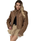 Vintage-Style Outerwear with Shoulder Epaulets