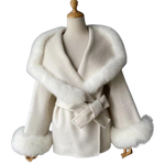 Wrap Jacket with Plush Fur Trim