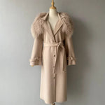 Classic Tie-Waist Longline Coat with Plush Neckline