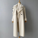 Long Belted Wool Trench with Faux Fur Trim