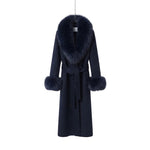 Fur-Trimmed Long Wool Blend Coat