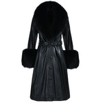 Belted Longline Trench Coat with Plush Trim