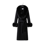 Fur-Trimmed Long Wool Blend Coat