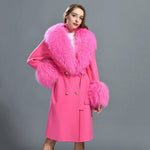 Long Belted Coat with Curly Shearling-Style Trim