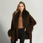 Tie-Waist Wool Coat with Plush Cuffs
