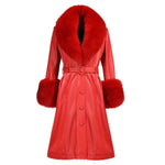 Belted Longline Trench Coat with Plush Trim