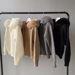 Plush Fur-Hood Knit Jacket