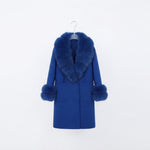 Royal Blue Fux Fur Trim Wool Coat