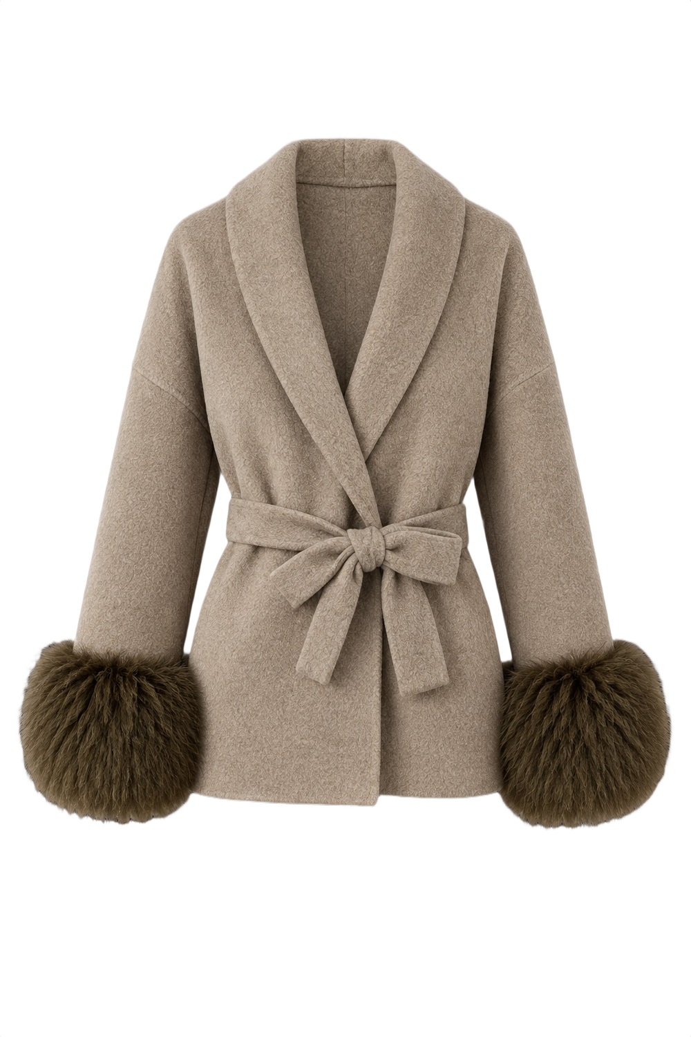 Belted Wrap Coat with Curly Shearling-Style Cuffs (2)
