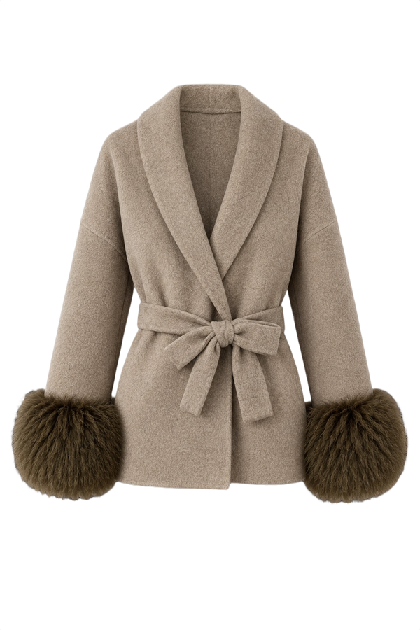 Belted Wrap Coat with Curly Shearling-Style Cuffs (2)