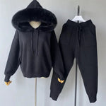 Plush Fur-Trim Hoodie Lounge Set