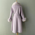 Long Wrap Coat with Faux Fur Collar and Cuffs