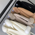 Wrap Jacket with Plush Fur Trim