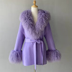 Tie-Waist Wool Coat with Plush Cuffs