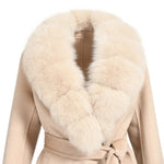 Long Wrap Coat with Faux Fur Collar and Cuffs