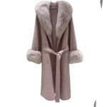 Longline Shawl Collar Wrap Coat with Plush Trim
