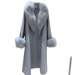 Longline Shawl Collar Wrap Coat with Plush Trim