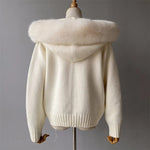 Plush Fur-Hood Knit Jacket