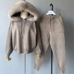 Plush Fur-Trim Hoodie Lounge Set