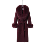 Fur-Trimmed Long Wool Blend Coat