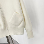 Plush Fur-Hood Knit Jacket with Pockets