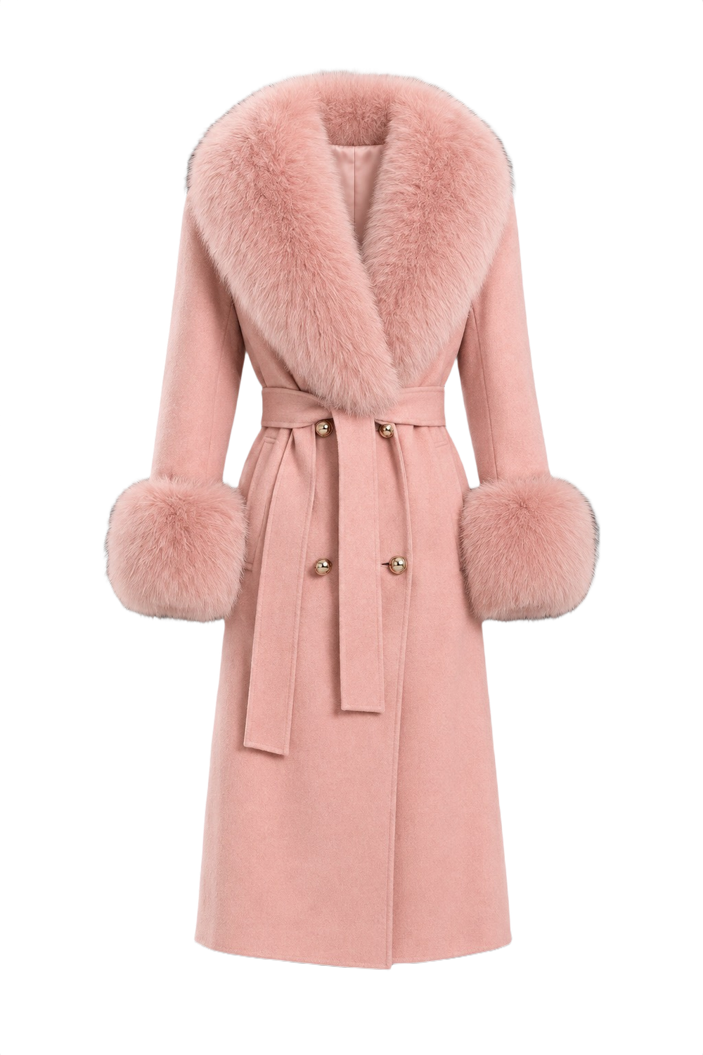 Shawl Collar Tie-Waist Winter Coat