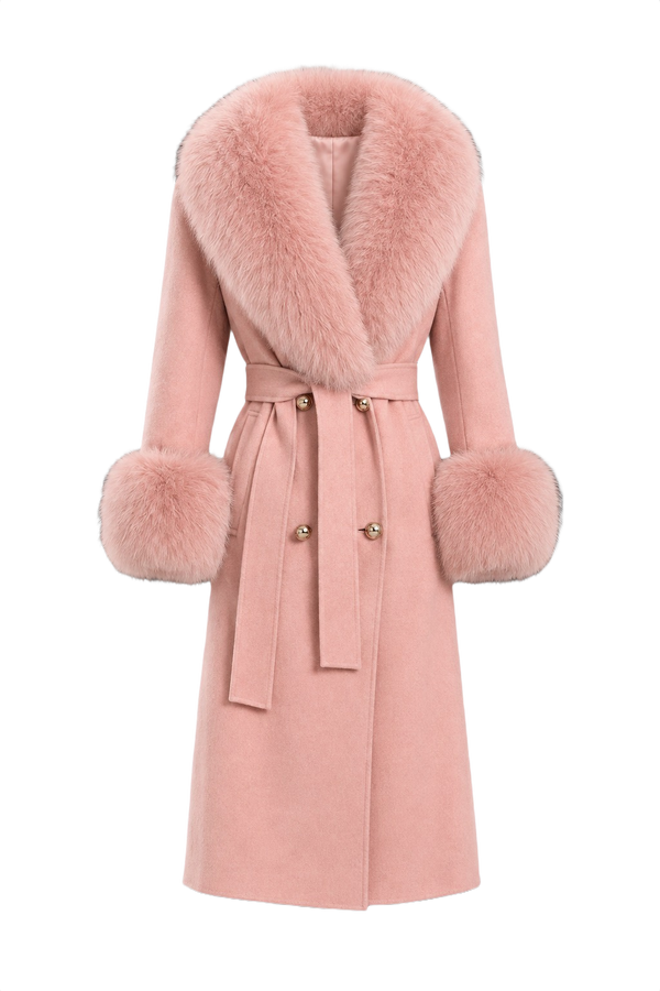Shawl Collar Tie-Waist Winter Coat