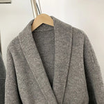 Belted Wrap Coat with Curly Shearling-Style Cuffs