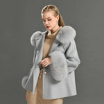 Faux Fur Collar and Cuff Wool Jacket