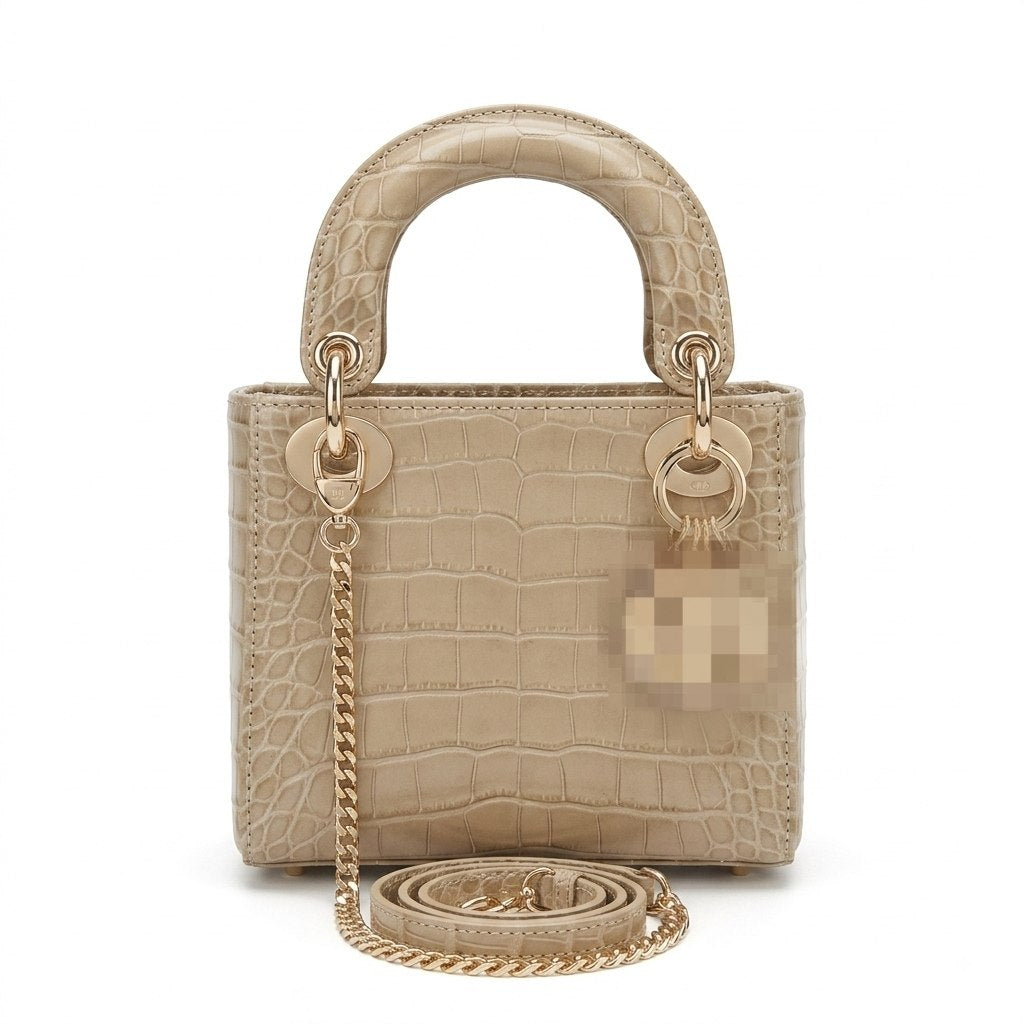 Elegant Croc-Embossed Mini Top Handle Bag