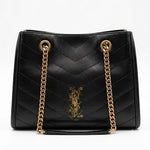 Classic Chevron Quilted Chain Tote Bag