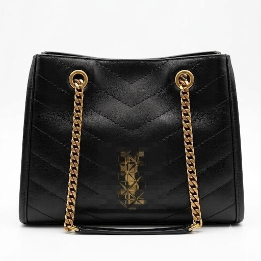 Classic Chevron Quilted Chain Tote Bag