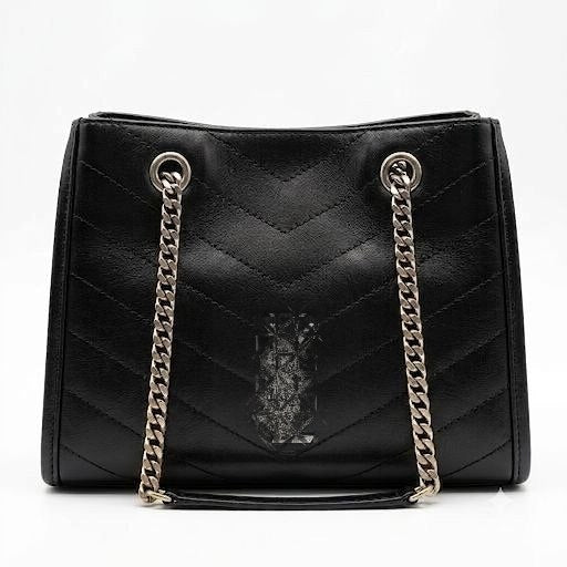 Classic Chevron Quilted Chain Tote Bag