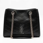 Classic Chevron Quilted Chain Tote Bag