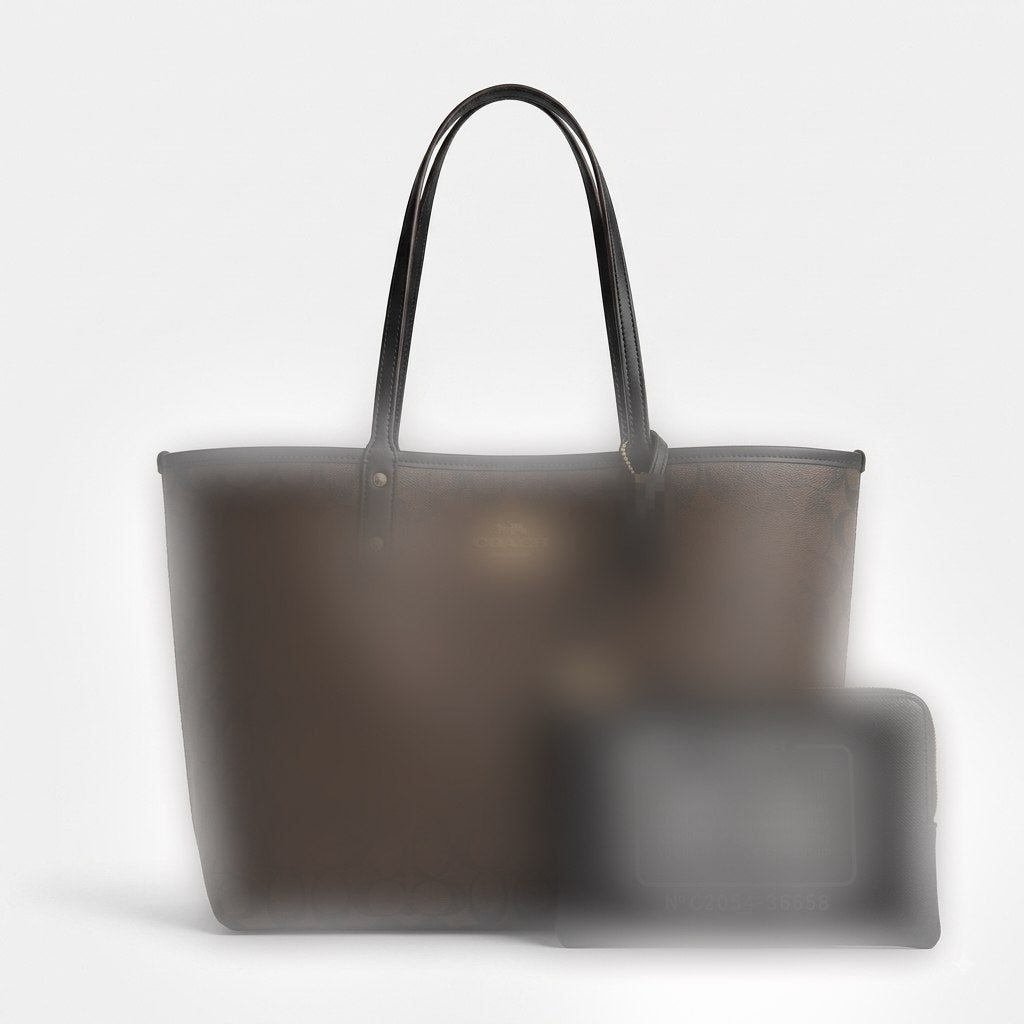 Brown Monogram Tote Bag with Matching Pouch