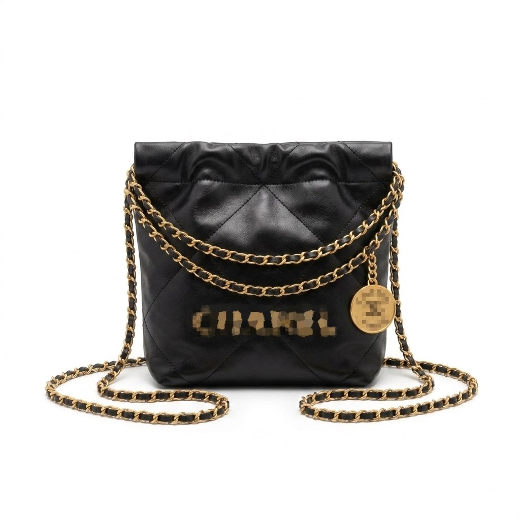 Drawstring Bucket Bag with Chain Strap