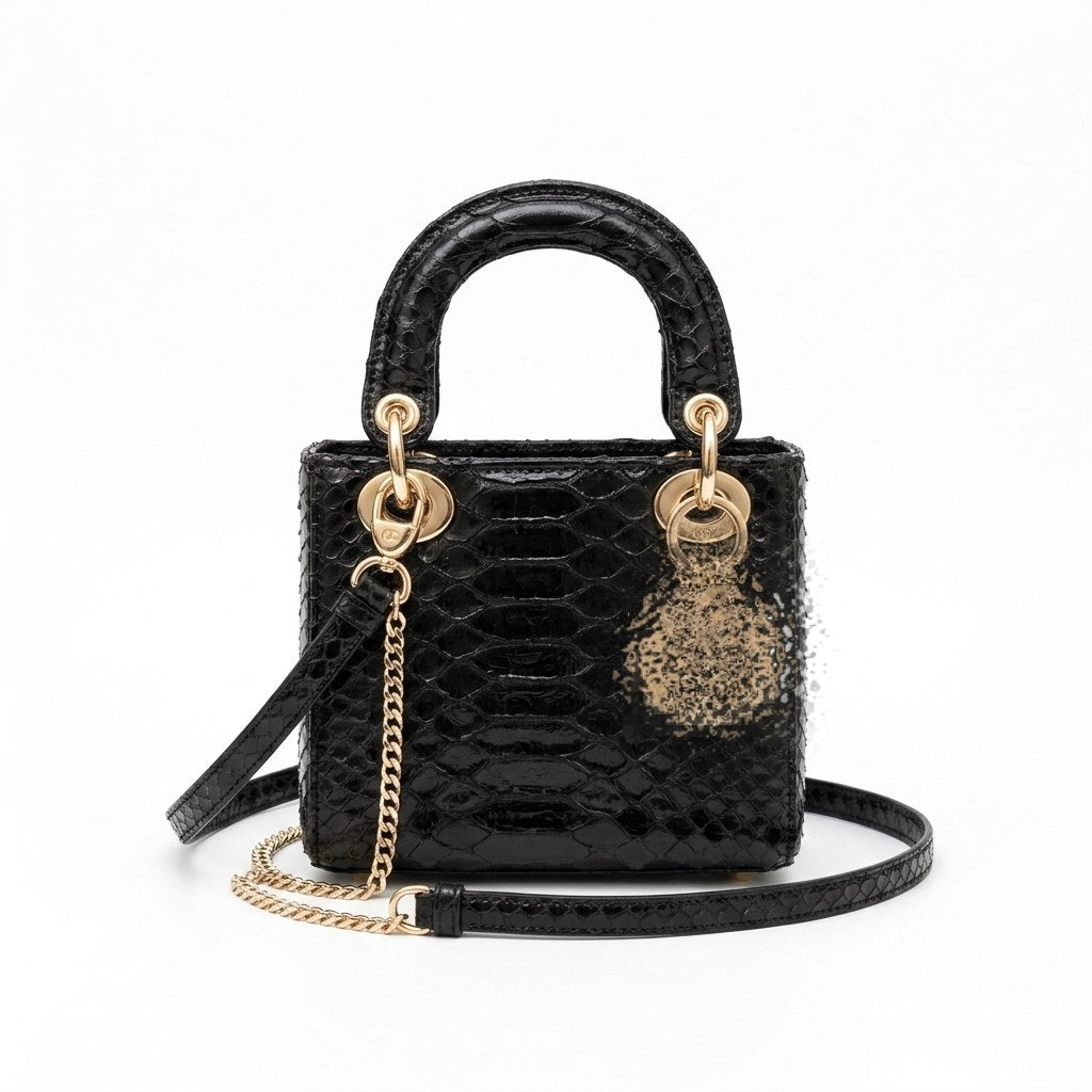 nakeskin-Embossed Mini Top-Handle Bag