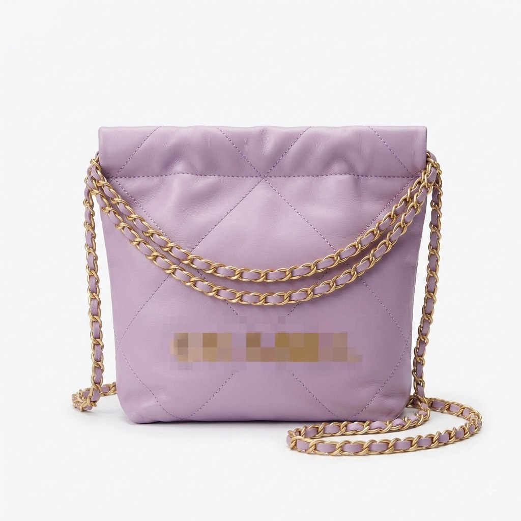 Drawstring Bucket Bag with Chain Strap