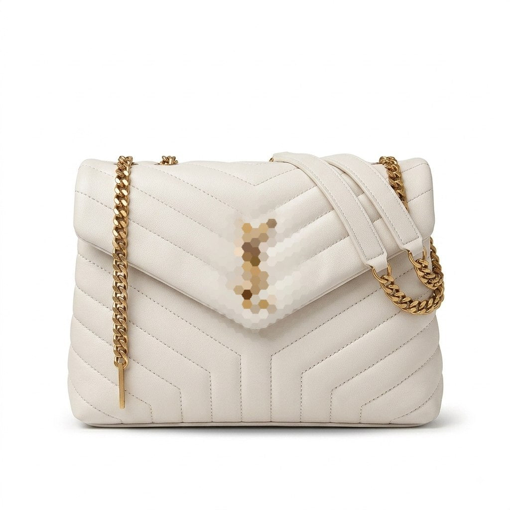 Medium Quilted Leather Flap Bag with Chain Strap
