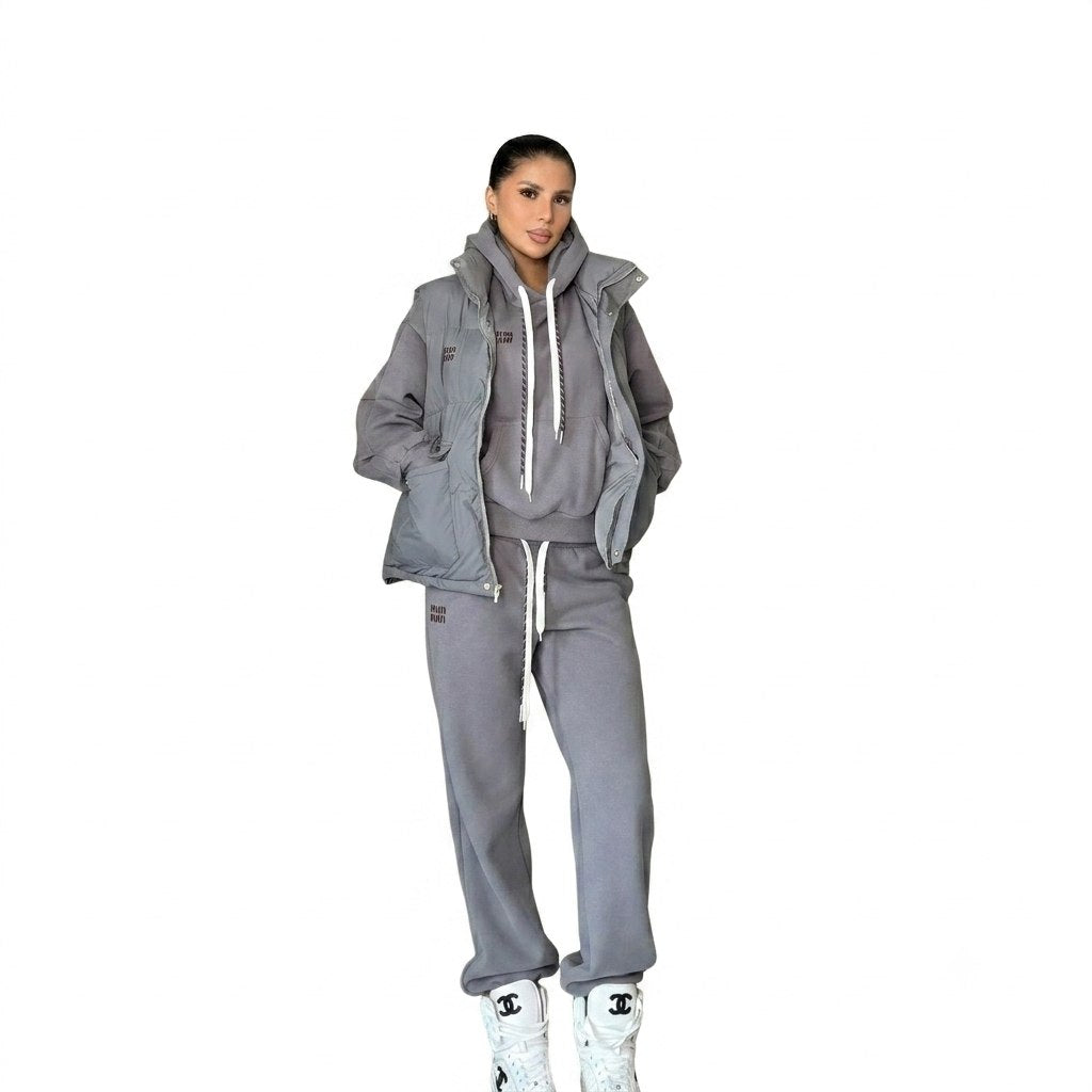 Oversized Winter Tracksuit & Matching Puffer Vest Set